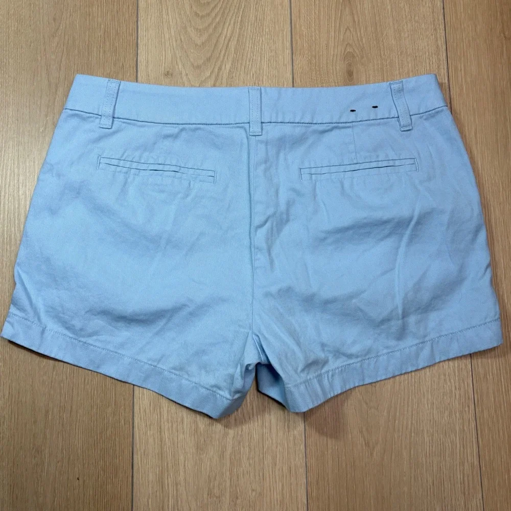 J.Crew Womens Light Blue Chino Shorts Size 10 Mid Rise Cotton Stretch Preppy